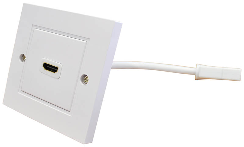 Single Gang 3-Port HDMI + Coax Wall Plate - 4K HD F-Type Coupler For TV/Cable