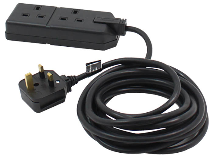 Two Way 13A Extension Lead Black 4m Power Leads