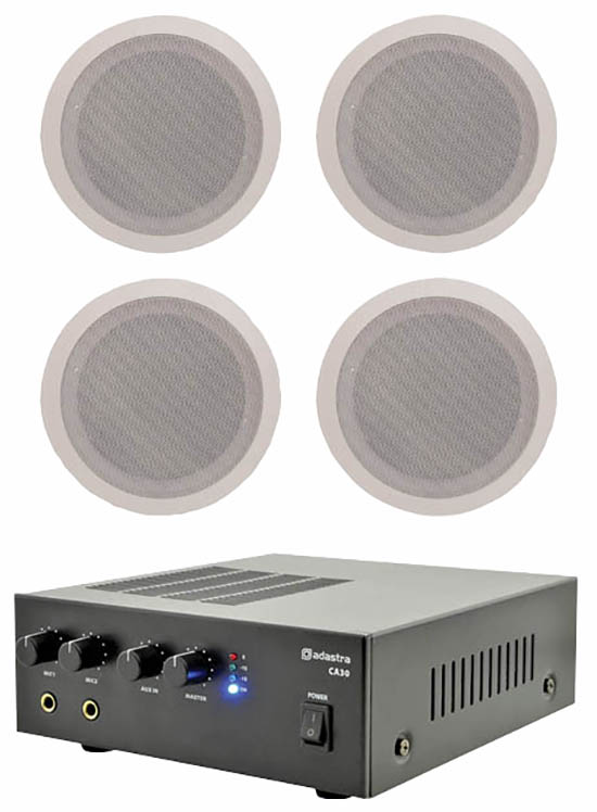 4 Ceiling Speaker and Amplifier Kit Commercial PA Systems
