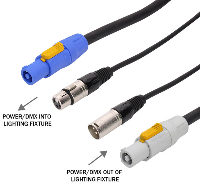 PowerCON 3 Pin DMX Combination Cable Various Lengths Available DMX