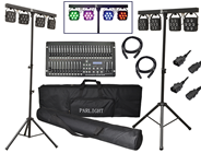 Stage Lighting Set with 8 Pre-Wired LED Pars, DMX Controller & Stands