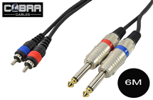 Dual Phono RCA To 1/4 Inch (6.35mm) Jack Leads - Various Cable Lengths