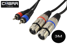 Dual Phono RCA To XLR Female Leads – 1.5m or 3m Cable Length