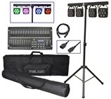 Stage Lighting Kit with 4 Pre-Wired LED Pars, DMX Controller & Stands