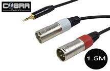 3.5mm Stereo Jack to 2 XLR Male Lead (Phone/Tablet to Mixer) 1.5/3/6 Metres