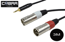 3.5mm Stereo Jack to 2 XLR Male Lead (Phone/Tablet to Mixer) 1.5/3/6 Metres