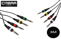 Jack To Jack Stereo 4 Way Loom Patch Lead 3m