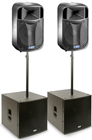 FBT J Series J12A  and Subline 118SA Active Speaker Package 3200W Black or White Includes Speaker Poles and Covers