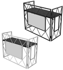 DJ Booth with Black or White Aluminium Frame, VESA TV Mount and Shelf