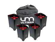 Outdoor LED Uplighters Set of 4 - Battery Powered RGBWUV LEDs Supplied with Bag