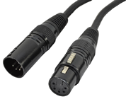 DMX Lead 5 Pin XLR Male to Female Black Body Various Lengths