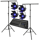 Complete Stage Lighting Kit with LED Fresnels, Controller and Stands RGBL LEDs