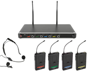 Quad UHF Beltpack Mic System with Head 